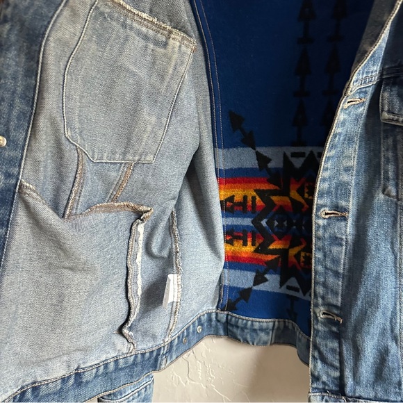 Pendleton Eagle Denim And Blanket Wool Insert Jean Jacket Size M Western USA - Picture 13 of 14